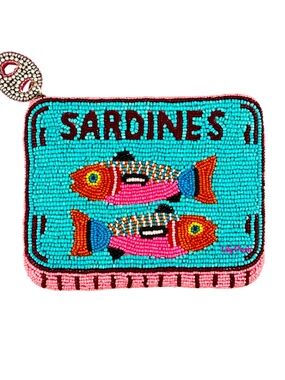 Lily Posh Beaded Sardine Bag, Sardines in Tin Can Coin Pouch, Fish